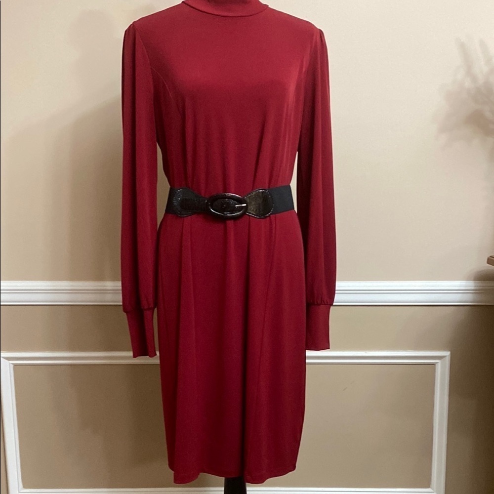 Elegant Burgundy Liquid Knit Dress Oversized Medium EUC